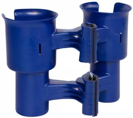 ROBOCUP, (Navy), Patented Boat Cup Holder, Clamp on Portable Storage Caddy Securely Holds 2 Drinks, Fishing Poles, Tools, Marine Gear | Perfect for Boating, Beach Umbrellas, Golf Carts