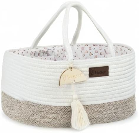 Baby Diaper Caddy Organizer, Portable Nursery Storage Basket with Sturdy Handle Diaper Caddy Basket, Car Caddy for Diapers and Baby Wipes, Newborn Essentials