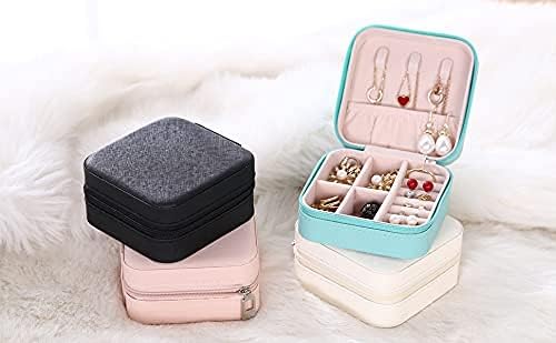 Mini Jewelry Travel Case, Small Portable Jewellry Organizer Box Portable Display Storage Box for Rings Earrings Necklaces, Gifts for Girl, Women, Wedding, Birthday,New Year,Christmas Gifts(White)