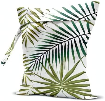 Wet Bag, Wet Dry Bag, Wet Bag for Swimsuit, Travel, Beach, Pool, Diapers, Dirty Yoga Gym Clothes, Makeup Bag, Waterproof Tropical Palm Leaves Decor Jungle Palm Leaf Favors