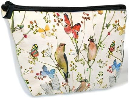 Vintage Bird Butterfly Makeup Bag Travel Cosmetic Bag for Women,Floral Small Make up Pouch Travel Bags for Toiletries Aesthetic Accessories Waterproof Gifts