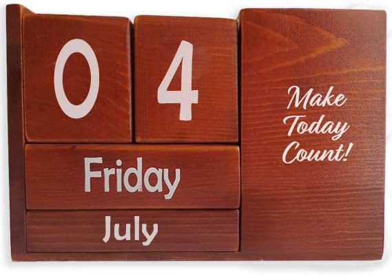 STRIVE ZEN Perpetual Wooden Desk Calendar - Timeless Elegance for Daily, Weekly, and Monthly Planning | Solid Pine Wood, Desk Decoration, and Thoughtful Gift with Bonus Happy Birthday Block Included
