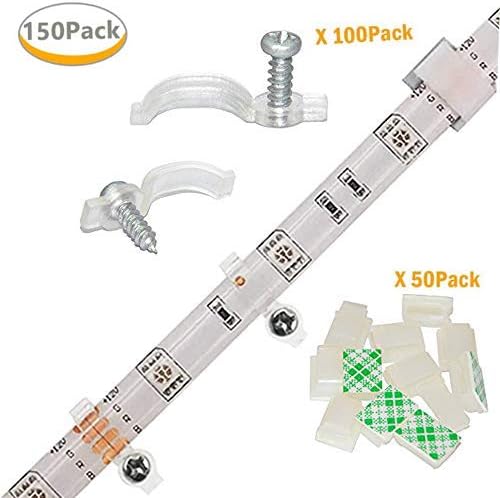 100 Pack Strip Light Mounting Brackets,Fixing Clips,One-Side Fixing,100 Screws Included (Combination package)