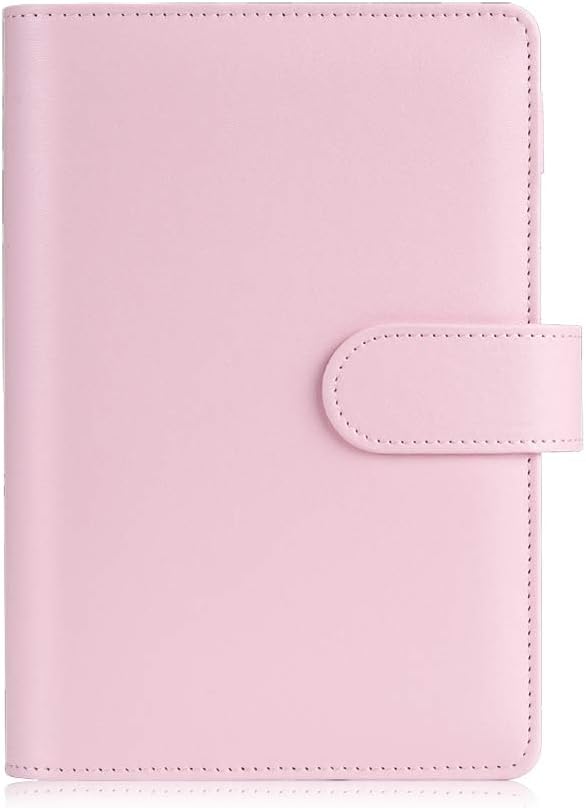 Sooez A6 Notebook Binder, 6 Ring Planner with Stylish Design, Loose Leaf Personal Organizer Binder Cover with Magnetic Buckle Closure, PU Leather Binder for Women with Soft Colors, 7.48"x5.2"