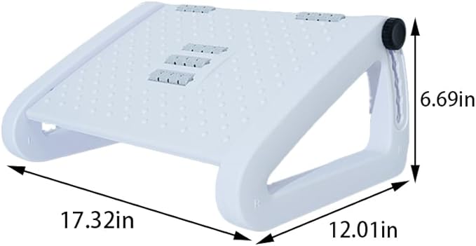 Under Desk Foot Rest for Office, Adjustable Ergonomic Accessories Portable Small Foot Stool Massager, Computer Foot Hammock Rest for High Gaming Chair Tall Footrest for Couch(White)