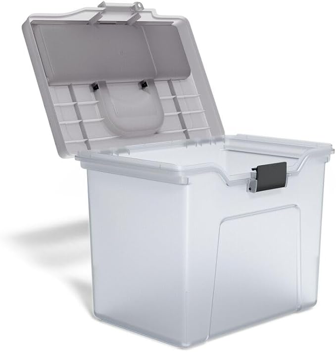 STAPLES File Box File Portable Tote, Letter Size, Clear, 4/Carton