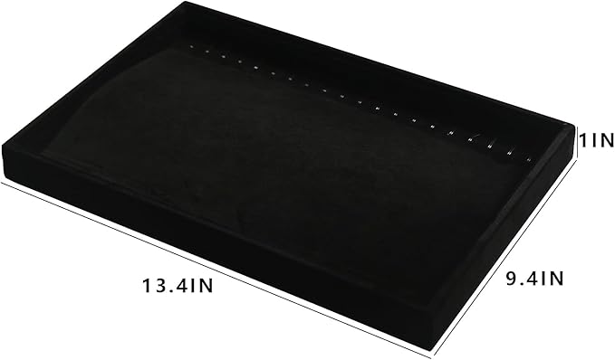 Coward Set of 2 Black Velvet Stackable Necklace Holder Organizer Tray, Velvet Necklace Display Stand for Selling, Jewelry Box Case for Storage (Necklace + Necklace)