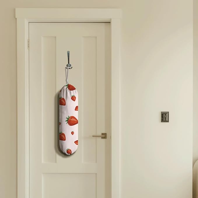 Strawberry Plastic Bag Holder, Grocery Bags Storage Organizer, Reusable Shopping Bags Holder Dispenser, Summer Home Decor, Farmhouse Kitchen Decor Gifts for Women, Kitchen Pattern Garbage Bag 41