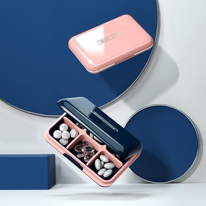 Daily Pill Organizer, Pill Box for Purse - Dtouayz Travel Pill Case, Vitamin Supplement and Medication Dispenser Waterproof 6 Compartment Medicine Holder, Weekly Large Pill Container