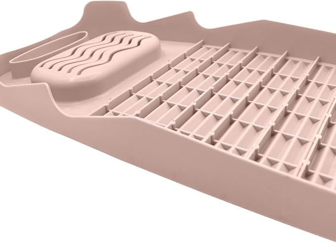 Wash Board, Washboard for Hand Washing Clothes, Plastics Laundry Scrub Board Household With Holder Portable (A-light pink)