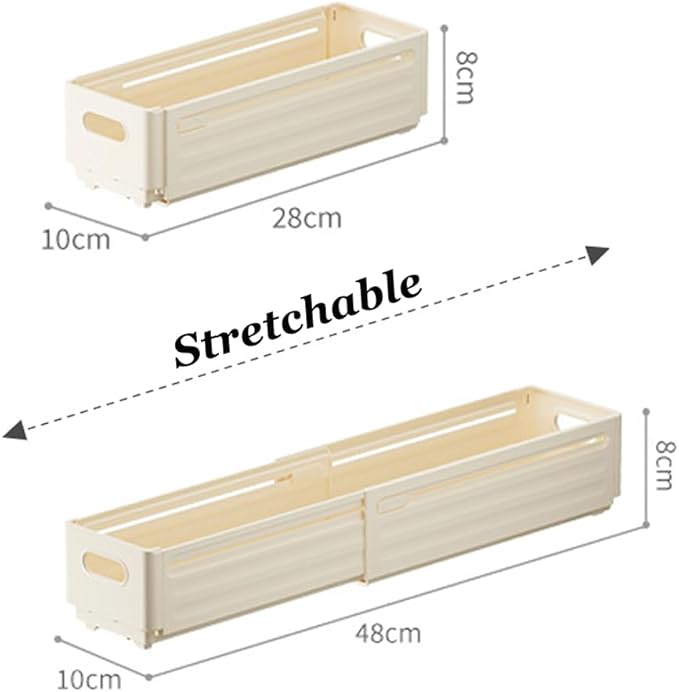 Foldable Storage Bins, 2 Pack Plastic Expandable Boxes for Organizing, Adjustable from 11-18.8" Drawer Organizers Separators Dividers for Bedroom Kitchen Utensils Tools Closet, Small