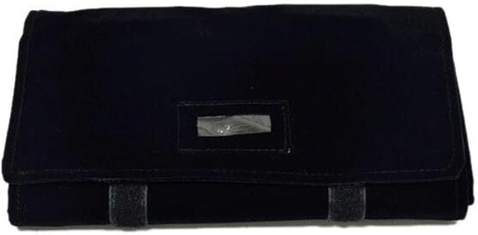 UnionPlus Velvet Travel Jewelry Case Roll Bag for Necklaces Brackets Earrings Rings, Black