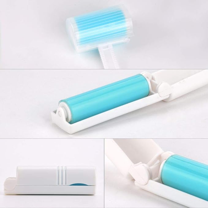 Washable Gel Lint Roller 4 Pack, Reusable Sticky Lint Roller Portable Dog Cat Pet Hair Remover Brush for Clothes, Pet Hairs, Travel Household, Car Seats