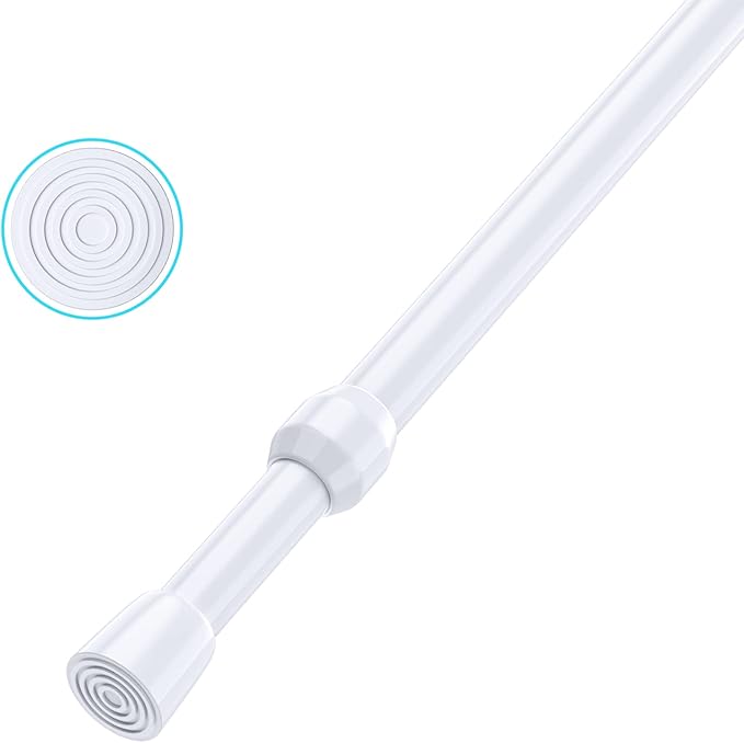 AIZESI 1pcs Tension Curtain Rod Spring Tension Rod Short Curtian Rods No Drilling Expandable Spring Loaded Curtain Tension Rod Adjustable 26 to 39 inch,Best Use Range 28 to 36 inch,White