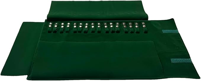 UnionPlus Velvet Travel Jewelry Roll Bag Organizer for Necklace, Elastic Band and Anti-winding, Blackish Green