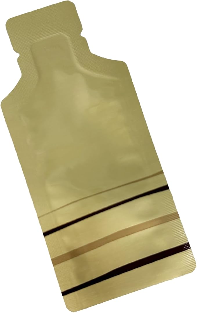 PABCK 100 Pcs Disposable Open Up Mylar Storage Bags Cosmetic Shampoo Liquid Containers Sample Pouch Heat Seal Foil Bag Travel Use Packets for Toiletries Skincare Lotion (Gold, 1.97x4.33 inch)