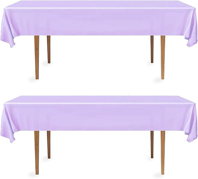 DecorRack 2 Rectangular Tablecloths BPA-Free Plastic, 54 x 108 inch, Dining Table Cloth, Rectangle Table Cover for Parties, Picnic, Camping and Outdoor, Disposable or Reusable, Lavender (2 Pack)