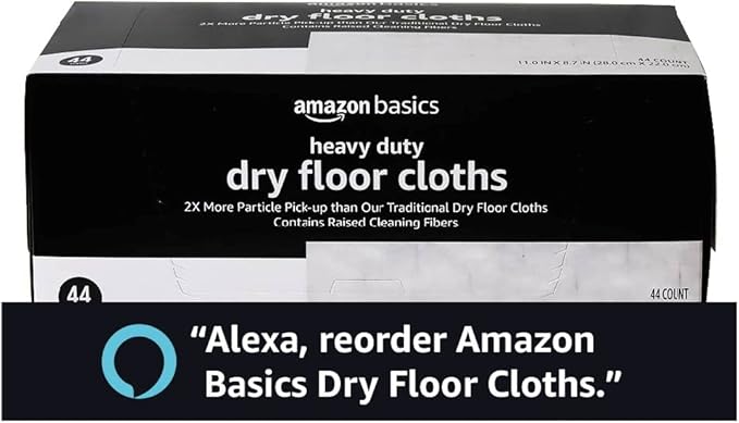 Amazon Basics Heavy Duty Dry Sweeping Cloths, Floor Cleaning, Multi-Surface, Disposable, Trap Dust, Dirt & Pet Hair, Fits Swiffer Sweeper Mop Heads, 44 Count