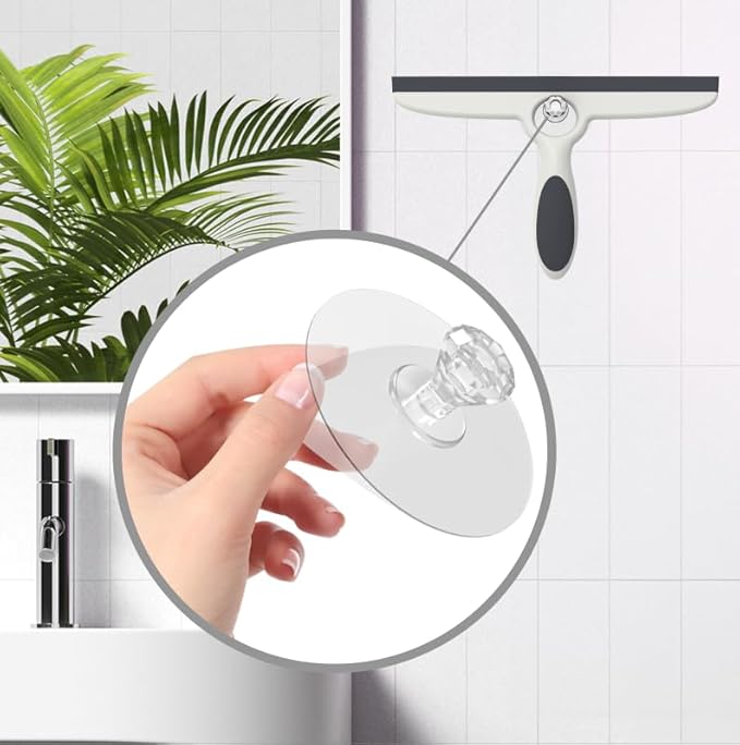 EHOMGUI Shower Squeegee for Glass Doors & Walls - 10" Squeegee with Adhesive Hook - Pack of 2/Gray