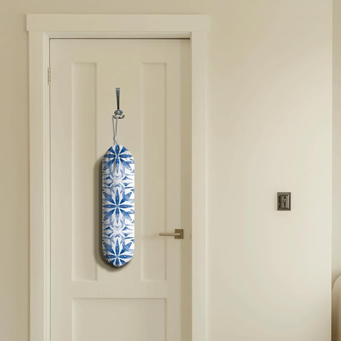 Navy Blue Plastic Bag Holder, Reusable Grocery Bags Holder, Wall Mount Trash Bags Dispenser for Home Kitchen Cabinet, Pantry Organization, Kitchen Pattern Garbage Bag 66