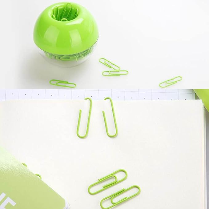 Lime Green Magnetic Paper Clip Holder,100pcs Paper Clips 28mm(1.1") Cute Office Supplies for Desk Organizer