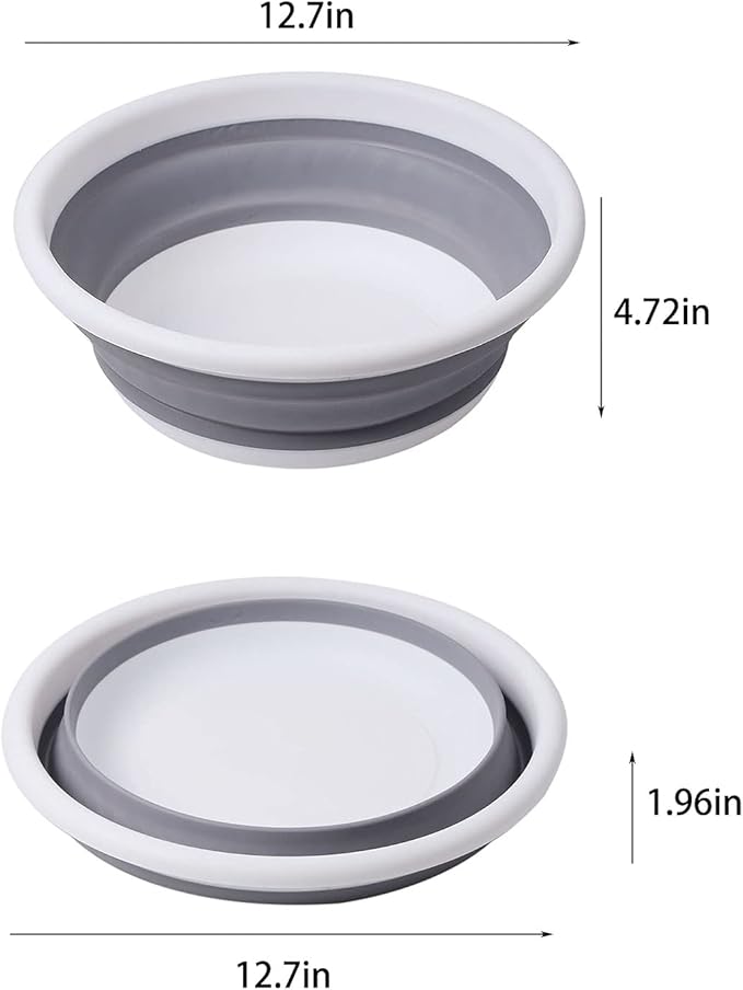 Ahyuan Collapsible Portable Wash Basin Dishpan 5L Kitchen Dish Pans Washing Basin Foldable Wash Dish Tub for Camping Supplies, Marine, Camper Accessories for Travel Trailers (Gray)