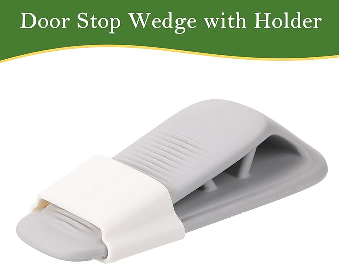 Fursafe&Q Rubber Door Stoppers for Bottom of Door, Door Stop Wedge with Holder, Heavy Duty Doorstops 4 Pack, Wall Protector for Home & Office & School & Commercial Doorstop Keep Open Stack Grey