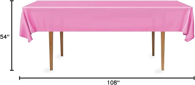 DecorRack 24 Pack Rectangular Tablecloths BPA-Free Plastic, 54 x 108 inch, Dining Table Cover Cloth for Parties, Picnic, Camping and Outdoor, Disposable or Reusable in Fuchsia Pink (24 Pack)
