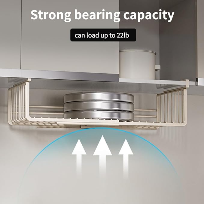 Extendable Under Shelf Storage Basket, Hanging Baskets Under Cabinet Shelf Organizer, for Cabinet Pantry Kitchen Cupboard Desk Counter Bookshelf Organization Space Saver Heavy Duty Slide-in