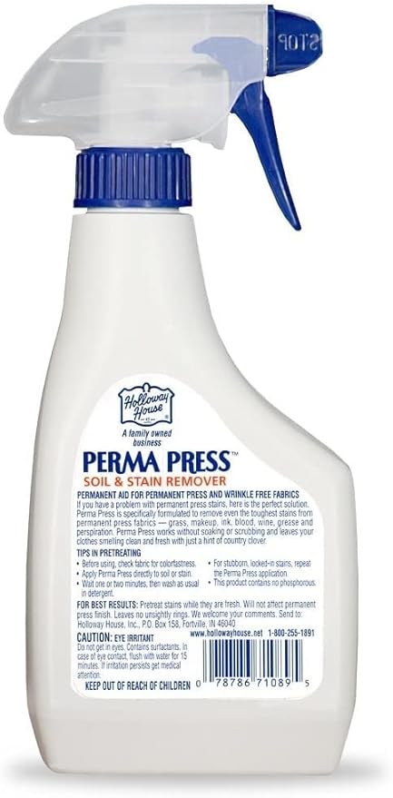 Holloway House Perma Press Soil & Stain Remover 16oz, 6Pk | Formulated for Heavy-Duty Cleaning Action to Remove Tough Stains From Uniforms, Linens & Clothes | Cleans, Penetrates & Lifts Away Stains