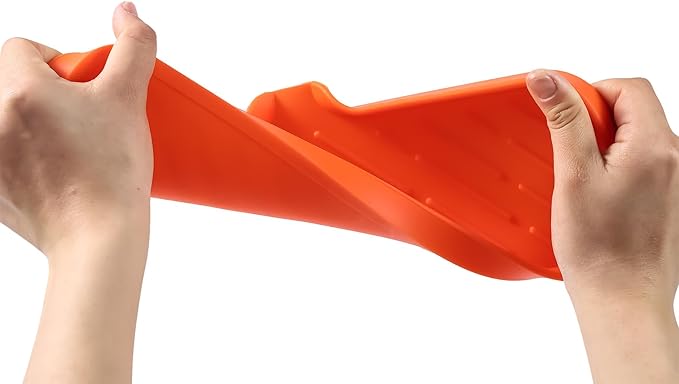 Silicone Bathroom Soap Dishes with Drain Spout-Bathroom and Kitchen Sink Organizer,Sponge Holder,Dish Soap Tray,Perfect for Dispenser,Scrubber,Bottle,Cup on Sink or Counter-Orange 12"×4"