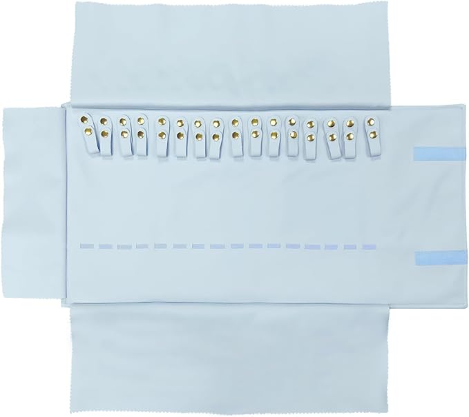 UnionPlus Travel Jewelry Roll, Faux Leather Necklaces Organizer Bag, Elastic Band and Anti-winding, Air Blue