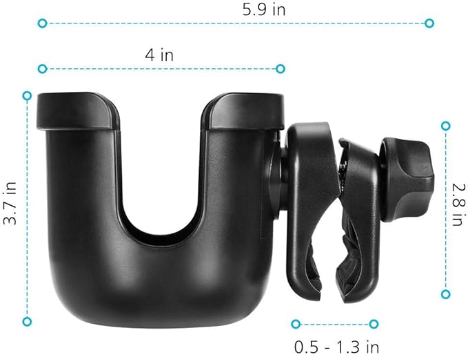 Accmor Stroller Cup Holder, Universal Cup Holder for Uppababy Nuna Doona Strollers, Bottle Drinks Holder for Wheelchair, Walker, Bike, Scooter, 2 Pack
