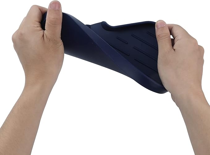 Silicone Bathroom Soap Dishes with Drain Spout-Kitchen Sink Organizer,Sponge Holder,Dish Soap Tray,Perfect for Dispenser,Scrubber,Bottle,Cup on Sink or Counter-Navy Blue 9.6"×5.3"