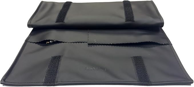 UnionPlus Travel Jewelry Roll, Faux Leather Necklaces Organizer Bag, Elastic Band and Anti-winding, Black