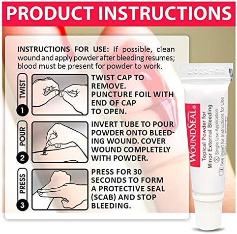 Biolife WoundSeal Topical Powder Wound Care First Aid for Cuts, Scrapes and Abrasions Single Use, 8 Bottles (Packaging May Vary), 2-Pack