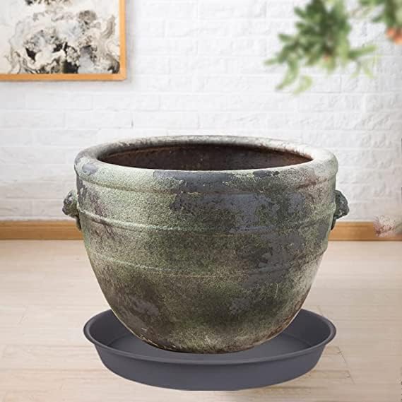 Bleuhome 6 Pack of 12 inch Plant Saucer Gray, Heavy Duty Plastic Plant Saucer 12 inch Round, Durable Plant Tray for Pots, Flower Saucers for Indoors, Plant Trays for Planter 11"/12" (12", Cement Gray)