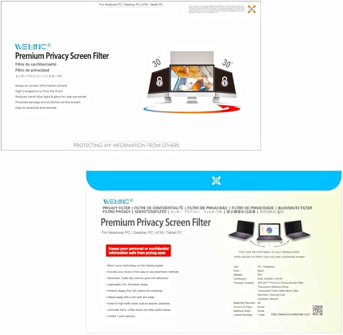 20.1 Inch - 4:3 Aspect Ratio - Computer Privacy Screen Filter for Standard Square Monitor - Anti-Glare - Anti-Scratch Protector Film - Please Measure Carefully