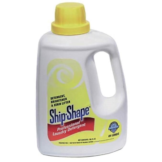 Ship-Shape Professional Liquid Laundry Detergent (100 Fl Oz) – Salon-Strength Washing Detergent for Towels, Capes & Linens – Removes Oils, Dyes & Odors – HE Compatible – Light Lemon Scent