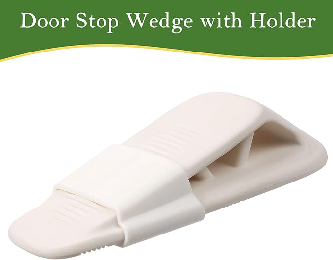 Fursafe&Q Rubber Door Stoppers for Bottom of Door, Door Stop Wedge with Holder, Heavy Duty Doorstops 2 Pack, Wall Protector for Home & Office & School & Commercial Doorstop Keep Open Stack White