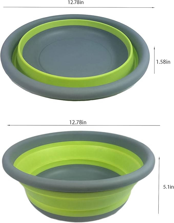 Ahyuan Collapsible Portable Wash Basin Dishpan 5L Kitchen Dish Pans Washing Basin Foldable Wash Dish Tub for Camping Supplies, Marine, Camper Accessories for Travel Trailers (Green)