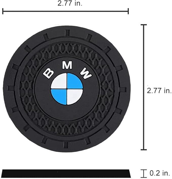 Car Cup Holder Coaster for BMW M 3 5 7 X1 X3 M3 M5 X1 X5 X6 Recessed Silicone Cupholder Coaster Interior Accessories 2.75in 2Pack Black