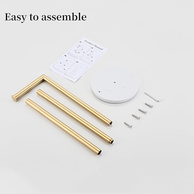 Marble Toilet Paper Holder Stand - Brushed Gold, Freestanding with Storage, Floor Stand, Gold Toilet Roll Holder, Standing Paper Towel Holder