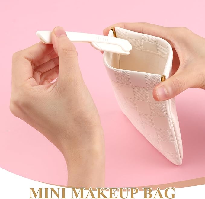 2 Pcs Mini Makeup Bag for Purse, Waterproof Cosmetic Organizer Pouches, Small Purse Organizer for Women Lipstick Makeup Daily use Travel Gym Work Office Business Events Black White Set