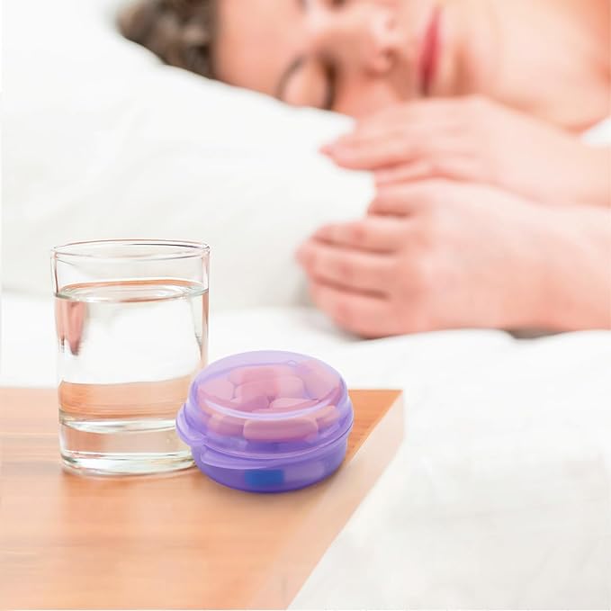 Small Pill Case for Purse Pocket (6 Pack), Double-Layer Pill Box, Portable Medicine Organizer Travel Pillbox, Cute Pill Container Holder,Multifunctional Mini Storage Box(Purple)