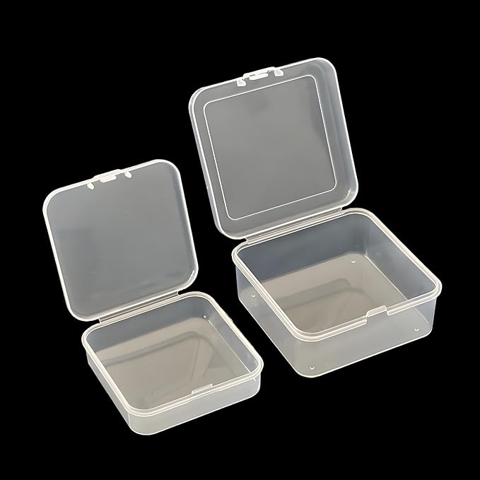 Small Bead Organizers Mini Clear Bead Storage-Clear Plastic Boxes For beads organization, DIY project,nail art tools, diamond, building blocks,small items (30 Pcs 2 Size Small Square)