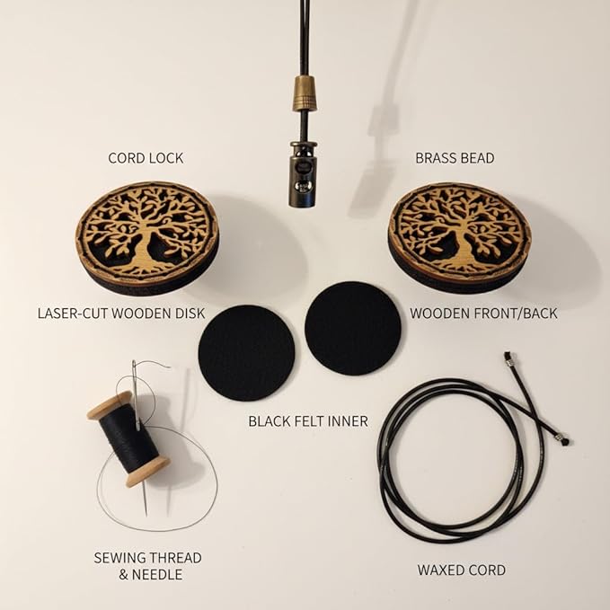 Wood Car Air Freshener — Vegvisir Handmade Unscented DIY Essential Oil Hanging Diffuser with Felt Insert — Add Your Own Oils — Refillable — Car/Truck/SUV — Cardboard Box