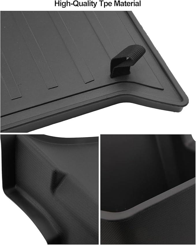 cybtkcar for Tesla Trunk Storage Bins Model Y Juniper 2026 2025 Refresh Rear Organizer with Lid Trunk Side Storage Box Model Y Interior Accessories TPE Waterproof Cargo Storage Bins Black 2PCS