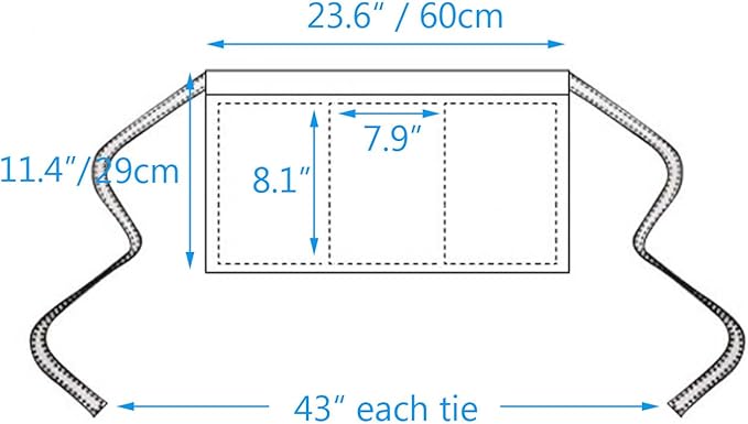 BOHARERS 3 Pack Waitress Aprons with Pockets - Women Men Black Waist Aprons Half Server Apron with Extra Long Straps