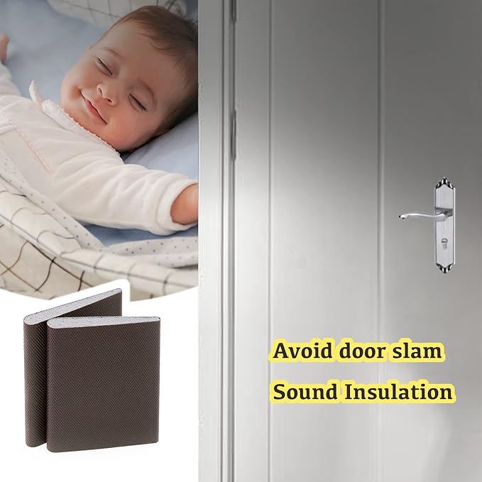 Door Corner Seals - Exterior Doorway Frame Sealing Wedge Filler - Cold Air & Draft Stopper with Heavy-Duty Adhesive - Self-Adhering Foam - Weatherstripping Accessories - Brown, 4-Pack
